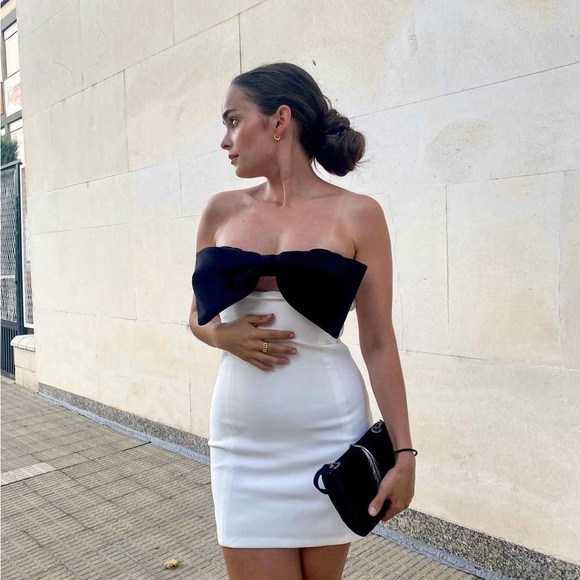 Zara dress mini bow bodycon fitted white wedding party coctail dress - Picture 15 of 15